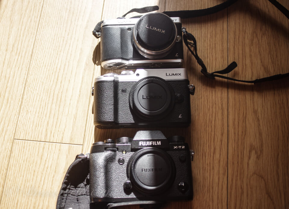 GX7、GX8、X-T2の大きさ比較
